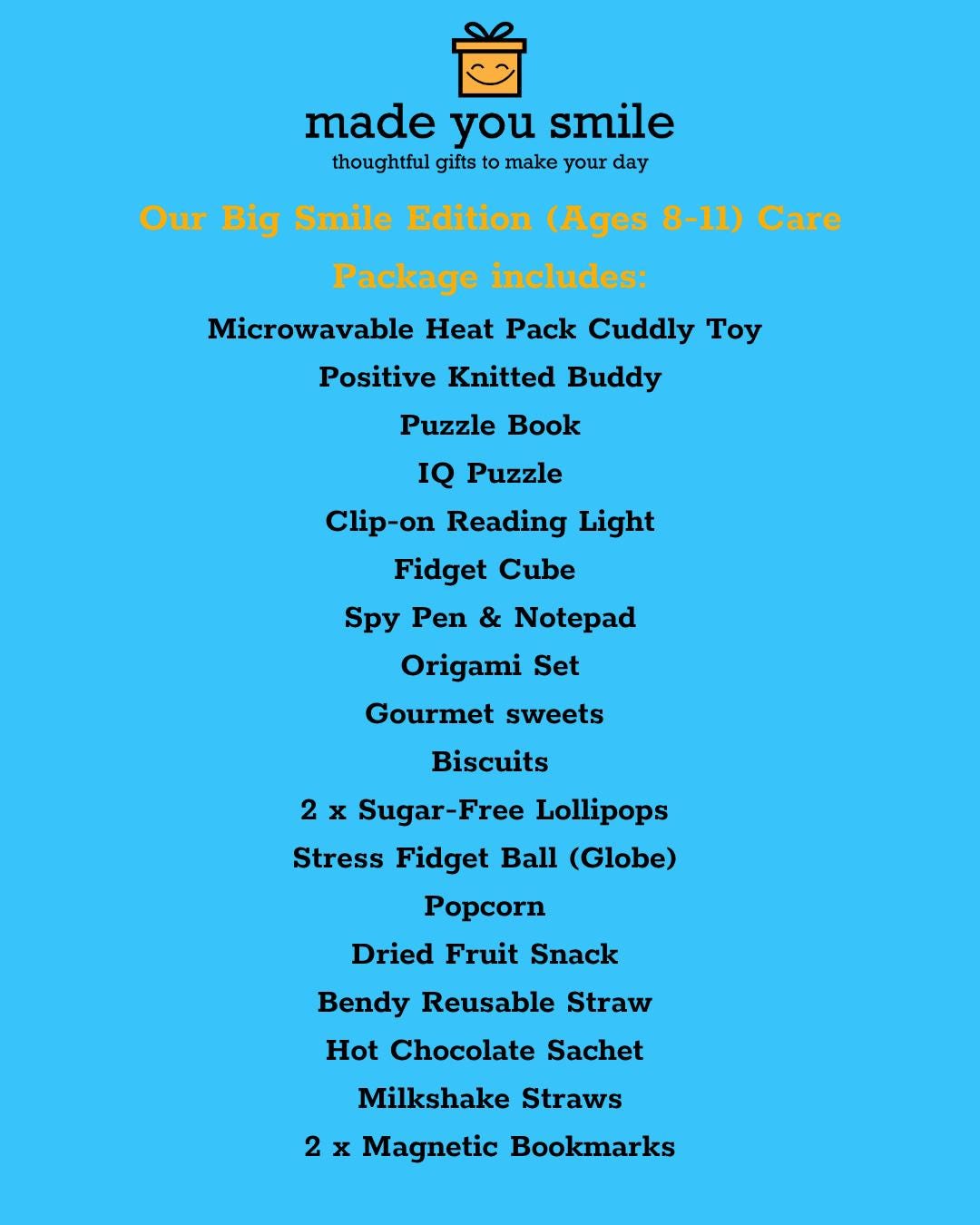 Children's Care Package - Ages 8 - 11 - Big Smile Edition
