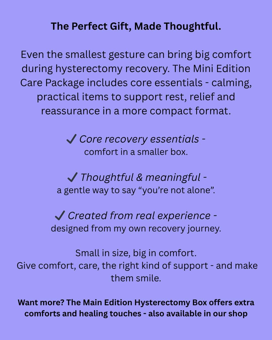 Hysterectomy Recovery Care Package - Mini Edition