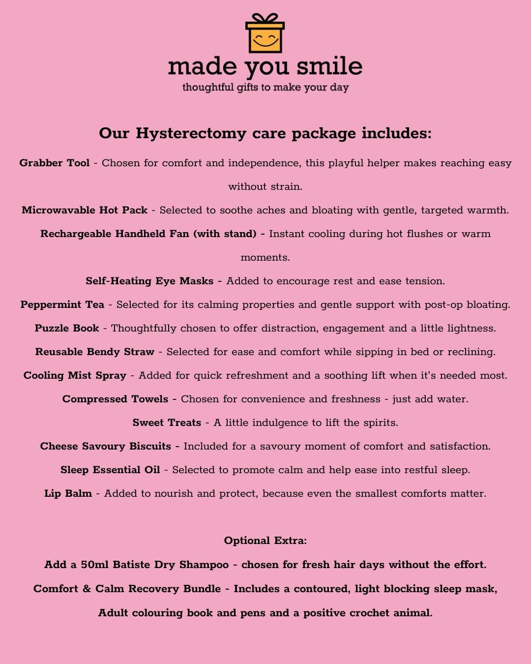 Hysterectomy Recovery Care Package