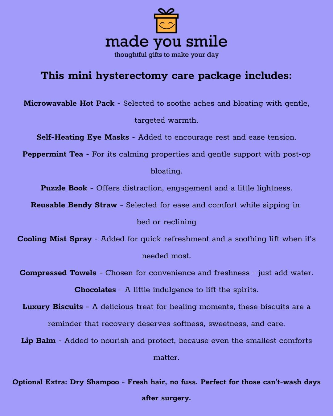 Hysterectomy Recovery Care Package - Mini Edition