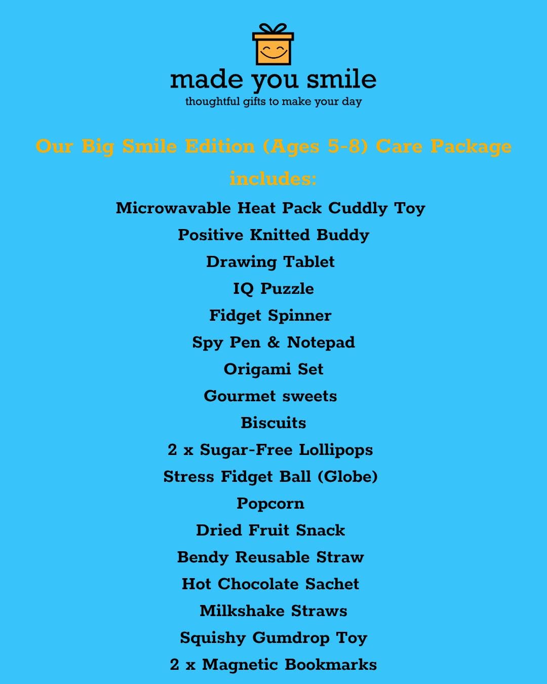 Children's Get Well Soon Care Package - Ages 5-8 - Big Smile Edition